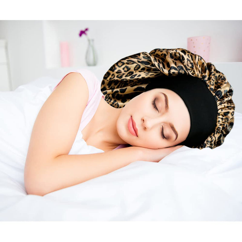 3 Pcs Large Satin Bonnet - Big Sleep Cap with Wide Soft Elastic Band Night Sleeping Bonnets for Women Hair Care - BeesActive Australia