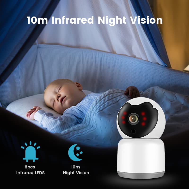 Baby Monitor Camera, 3MP Indoor Wireless Security Camera for Home, WiFi Pet Camera for Dog and Cat, 2 Way Audio, Night Vision, Humanoid Detection Alarm, Tuya Baby Monitor Camera. - BeesActive Australia