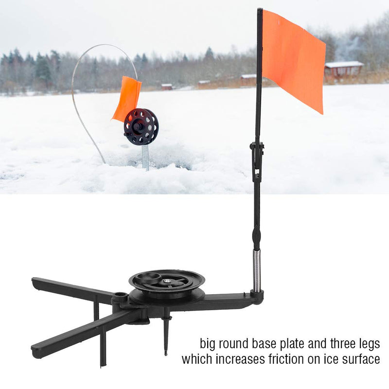 Dioche Ice Fishing Rod Tip-Ups, Hands-Free Compact Metal Fish Pole Orange Flag Angler Accessory - BeesActive Australia