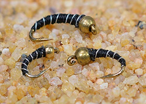 Region Fishing Bead Head Black Zebra Midge Nymph Fly Tied on Mustad Signature Fly Hooks - 1 Doz Flies Hook #18 - BeesActive Australia