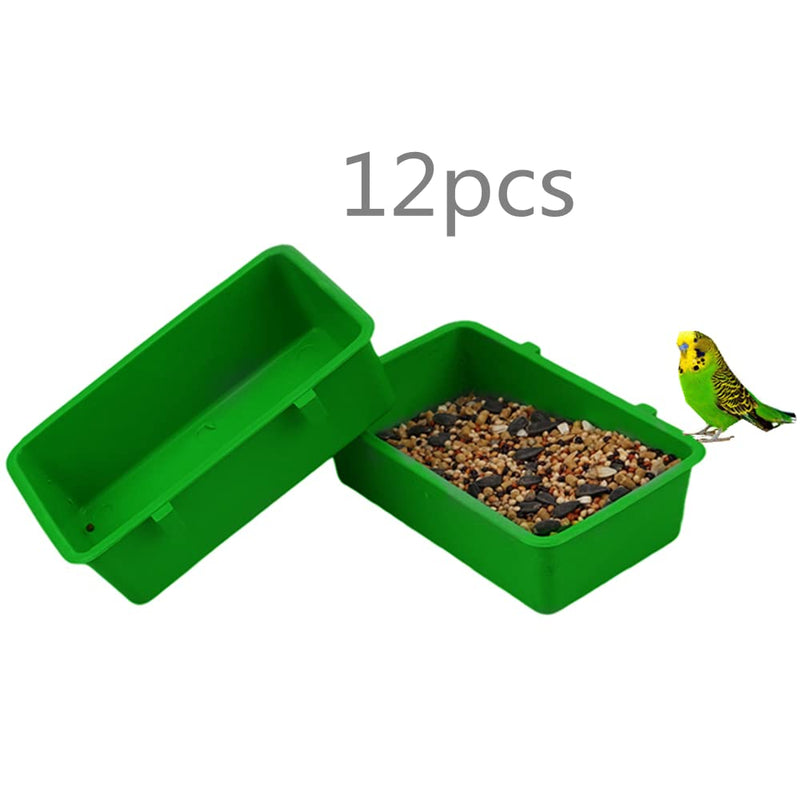 12 Pcs Bird Plastic Feeder,Seed Food Feeding Cups Plastic Hanging Bowl for Pet Parrot Parakeet Gamefowl Poultry Pigeon,Green - BeesActive Australia