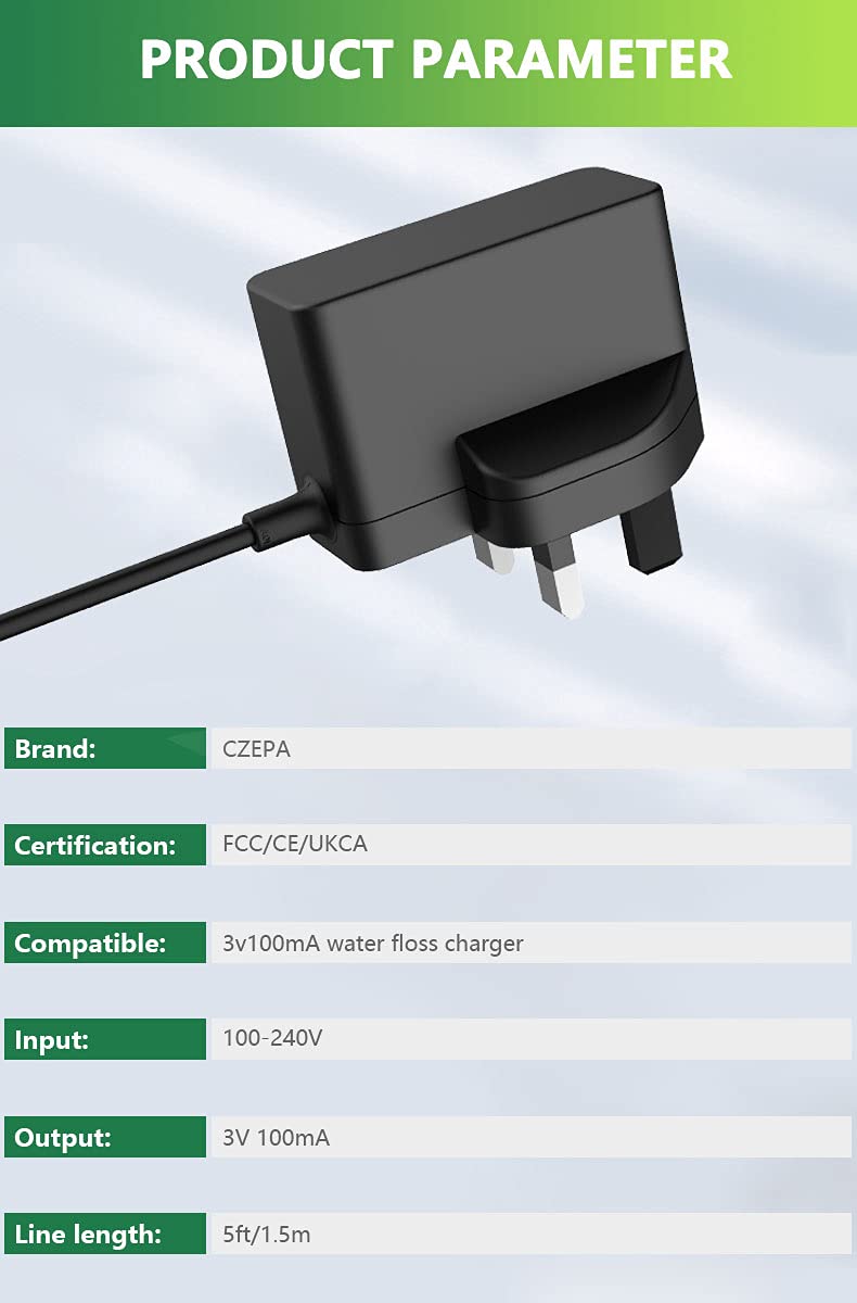 Bouge Water Flosser Charger for Waterpik WF-13CD010, WP-100-450, WP-112-462, WP-360, WP-440, WP-450, WP-462, WP-463, WP-465, WP-468 Cordless Plus Water Flosser Water Pick Power Cord Charger Cable - BeesActive Australia