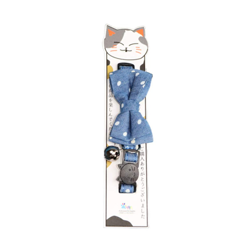 THAIN Cat Collar Breakaway with Bell and Bow Tie Safety Buckle with Name Tag Plaid Pattern Fruit Design Denim Dots Adjustable 7-11 inches for Kitten Cats - BeesActive Australia