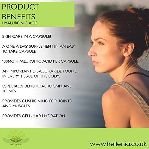 Hyaluronic Acid 100mg | Supports Healthy Connective Tissue and Joints | Natural Moisturiser for Radiant Skin | 60 Capsules | Vegan Friendly - BeesActive Australia