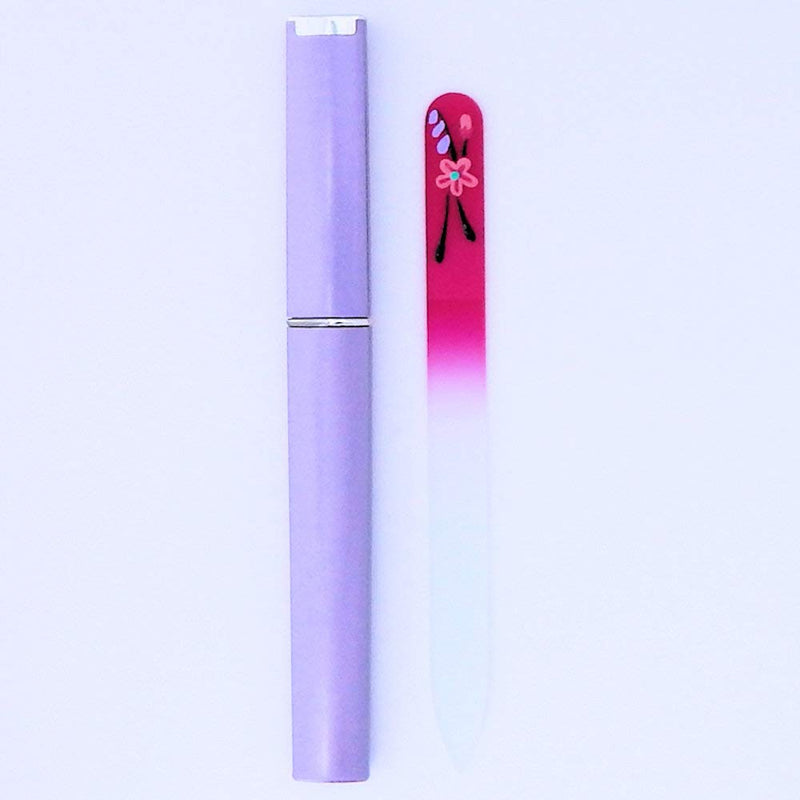 Wild Rose Magenta Premium Hand Painted Genuine Czech Republic Crystal Nail File with Matching Acrylic Case - Medium - BeesActive Australia