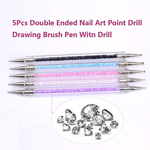 GBSTORE 5Pcs Double Ended Dotting Pen Tool Nail Art Tip Dot Paint Manicure Tool，5 Colors - BeesActive Australia