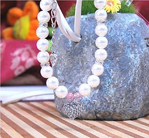 PETFAVORITES Designer Fancy Pinky Crystal Heart Pet Cat Dog Necklace Jewelry with Bling Pearls Rhinestones Charm for Pets Cats Small Dogs Female Puppy Chihuahua Yorkie Girl Costume Outfits, Adjustable Neck Size: 10" - BeesActive Australia