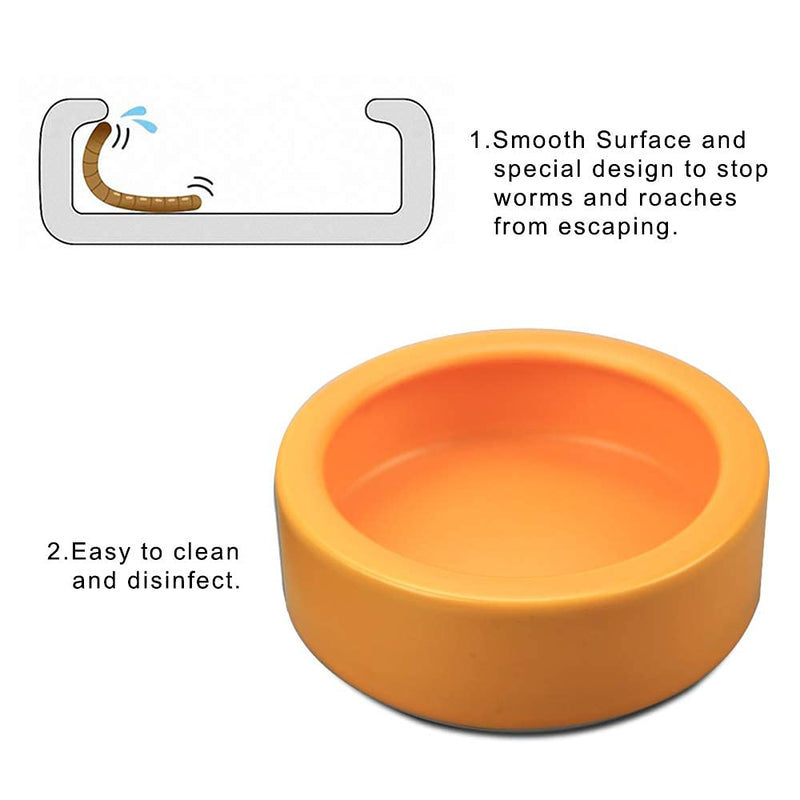 TDPET Ceramic Mini Reptile Worm Dish - Lizard Escape Proof Feeding Bowl Circular Large-1Pack Orange - BeesActive Australia