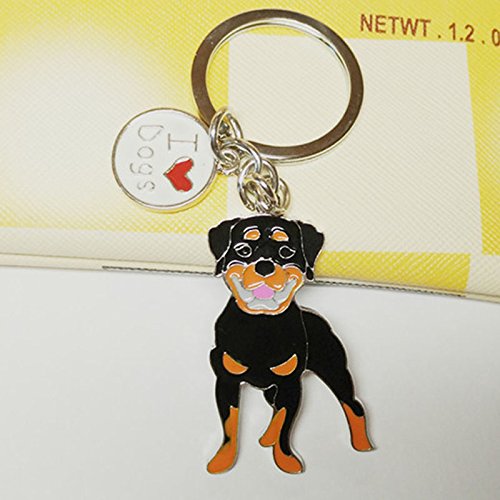 BBEART Dog Keychain Ring, Cool Cute Pet Dog Keyring Bag Charm Mini Metal Key Ring Keyfob Rottweiler - BeesActive Australia
