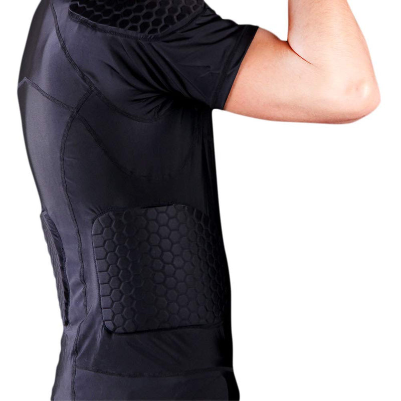 [AUSTRALIA] - Men's Padded Compression Set Protector for Football Baseball Soccer Basketball Bike Rugby Paintball Snowboard Ski Volleyball Training Small short sleeve 