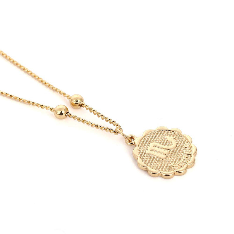 Aimimier Zodiac Sign Necklace with Medallion Coin Pendant Scorpio Necklace Astrology Statement Jewelry Gift for Girlfriend Women (Gold) Gold - BeesActive Australia
