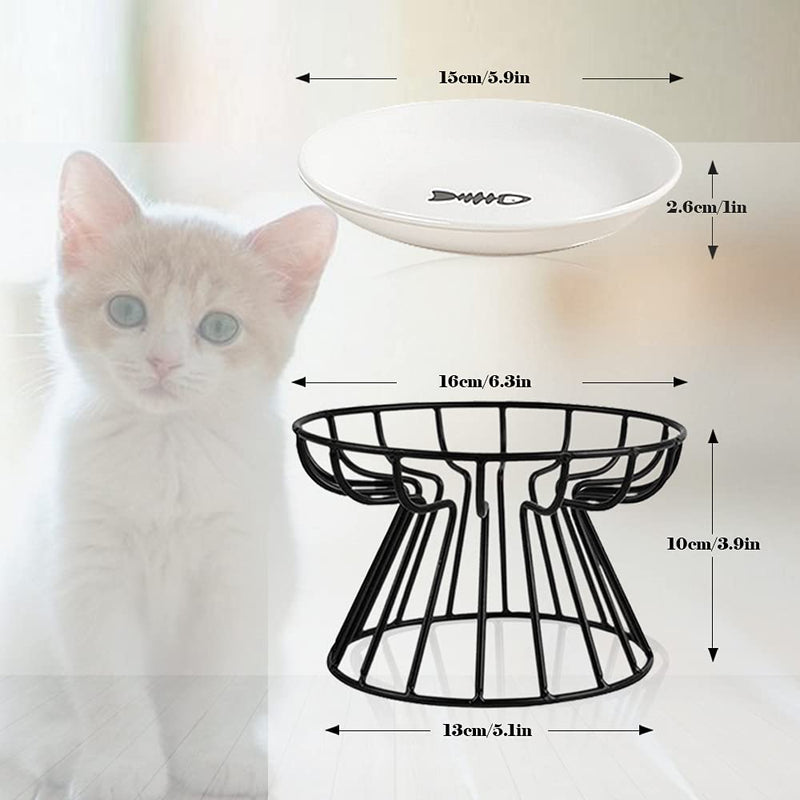 Wellbro Cat Bowls, Elevated Cat Bowl, Raised Ceramic Cat Dish with Metal Stand, Pet Water or Food Feeding Station for Indoor Cats, Kitten, Puppies and Small Dogs, Dishwasher Safe Raised Cat Bowl - BeesActive Australia