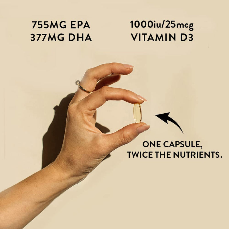 Bare Biology Rise & Shine Omega 3 Fish Oil + Vitamin D3 � High Strength EPA & DHA from Sustainably Sourced Fish, Immune Health Supplement (60 Capsules) - BeesActive Australia