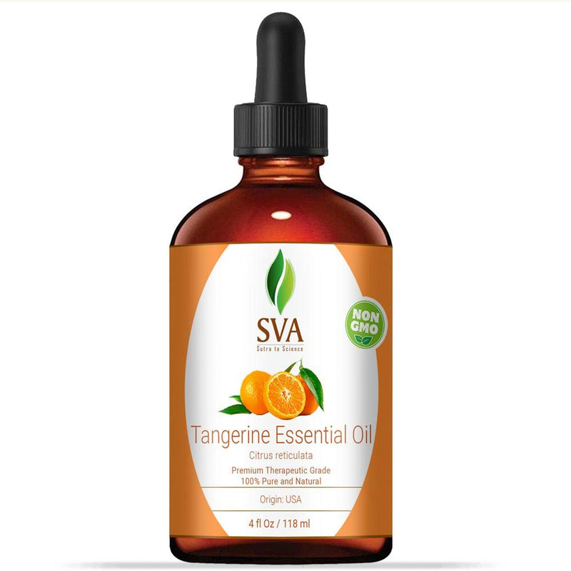 SVA Organics Tangerine Essential Oil 4 Oz 100% Pure Natural Therapeutic Grade Undiluted Steam Distilled Oil with Dropper - BeesActive Australia