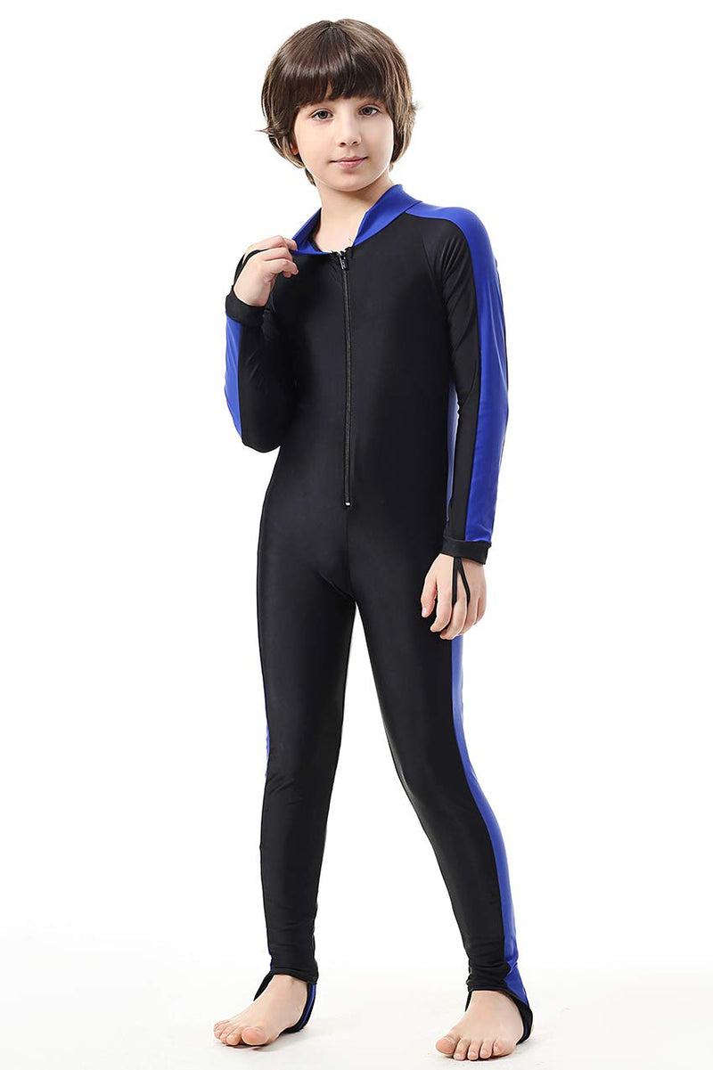[AUSTRALIA] - Labelar Kids Sunsuit Long Sleeve Swimwear One-Piece Bodysuit Swimsuit Blue S(for Height 33"-40") 