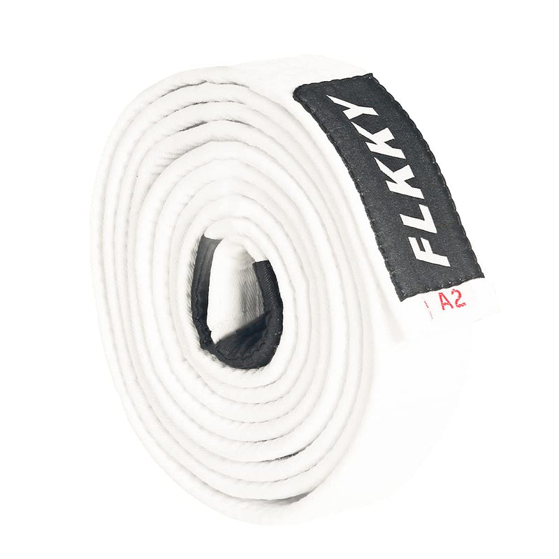 FLKKY BJJ Belt for Kids and Adult,Brazilian Jiu Jitsu Belt with Sleeve Bar for Ranking Stripes IBJJF Competition Approved White A0 - BeesActive Australia