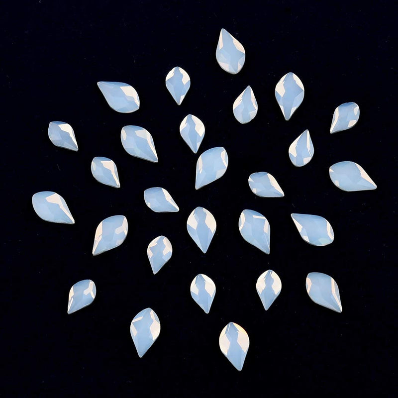 50pcs White Opal Nail Crystals 2 Size Flame Shape Rhinestones Design 480pcs Round Flatback Stones ss3 to ss20 Mix for Nail Art Decoration White Opal Flame - BeesActive Australia