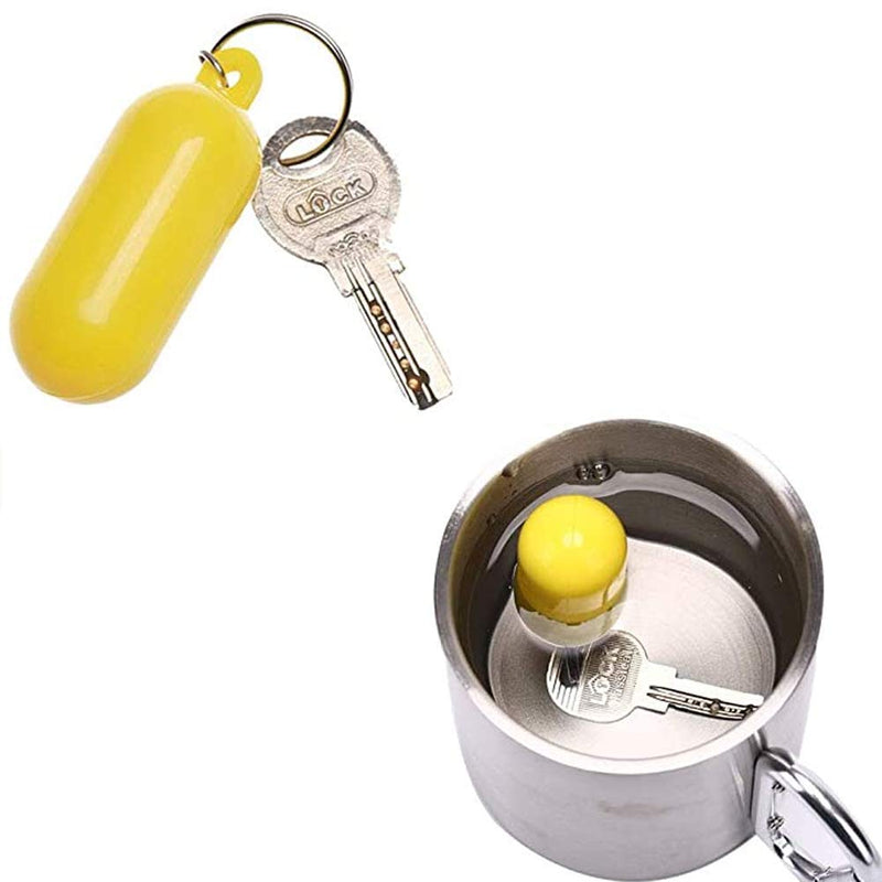 4Pcs Plastic Floating Keychain Pill-shape Floating Key Ring Key Float Keychain Pendant for Boating Fishing Kayak Surfing Sailing and Outdoor Sports Accessories, White and Yellow - BeesActive Australia