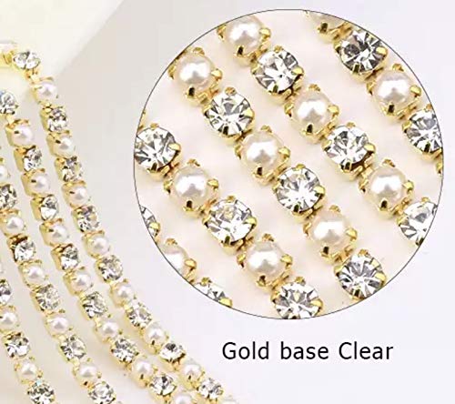 Nail Gang Pearl chain nail art decoration gold chains zircon gold silver bead chain line nail tip 3D shiny metal chain nail art (9) 9 - BeesActive Australia