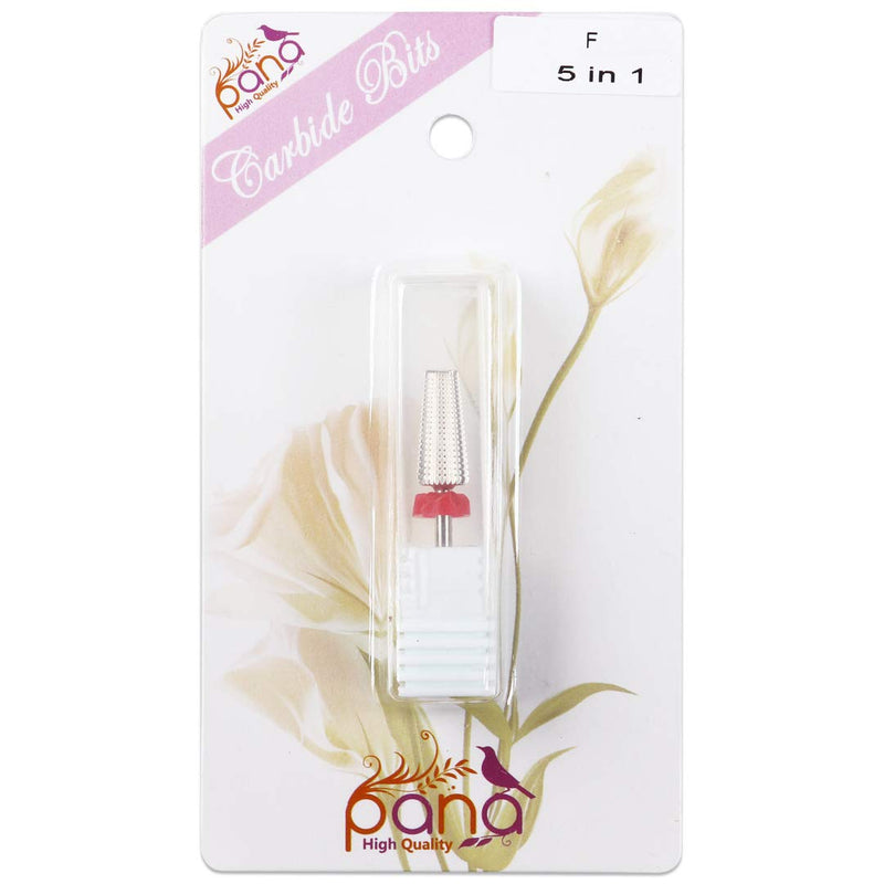 PANA Nail Carbide 5 in 1 Bit - Two Way Rotate use for Both Left and Right Handed - Fast remove Acrylic or Hard Gel - 3/32" Shank - Manicure, Nail Art, Drill Machine (Fine - F, Silver) - BeesActive Australia