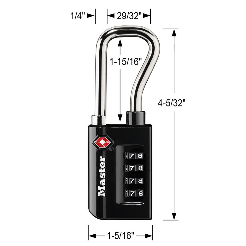 Master Lock Padlock, Set Your Own Combination TSA Accepted Luggage Lock, 1-5/16 in. Wide, 4696D , Black Numeric 1 Pack - BeesActive Australia