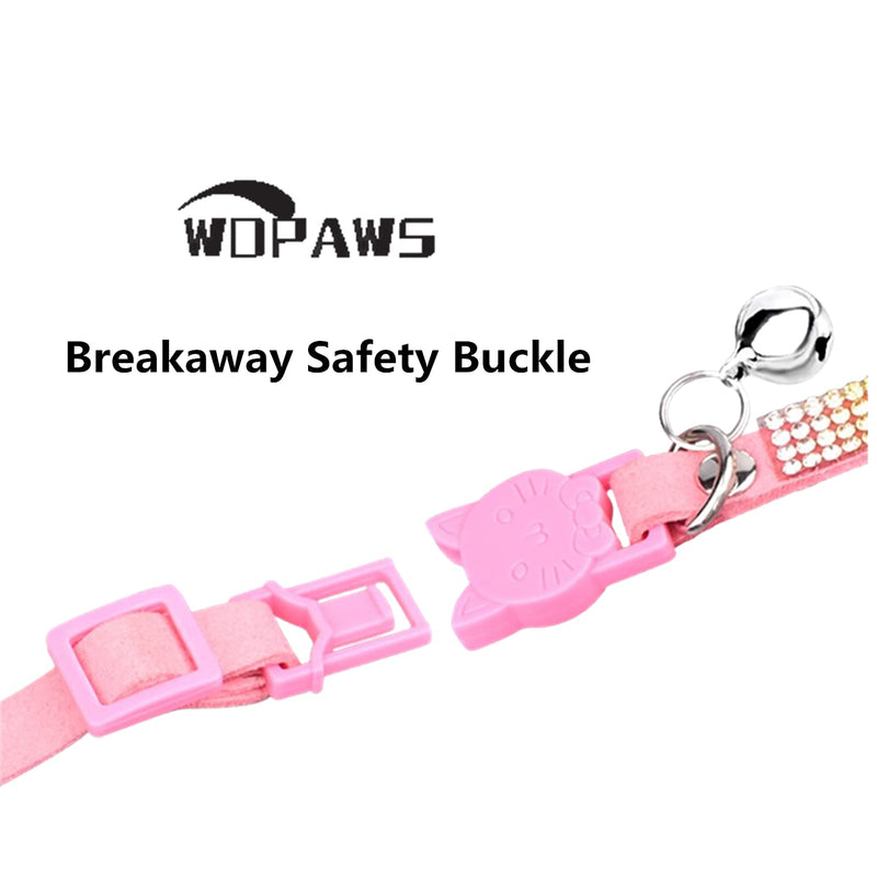 WDPAWS Cat Collar Breakaway Bling Diamond Rhinestone with Bell Adjustable for Cats and Kitten Girl boy Pink - BeesActive Australia