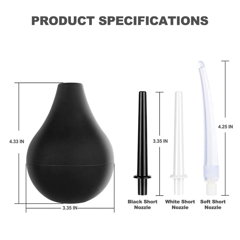RANEU Enema Bulb Silicone Anal Douche Enema Kit for Women & Men with 3 Nozzles 4 Piece set - BeesActive Australia