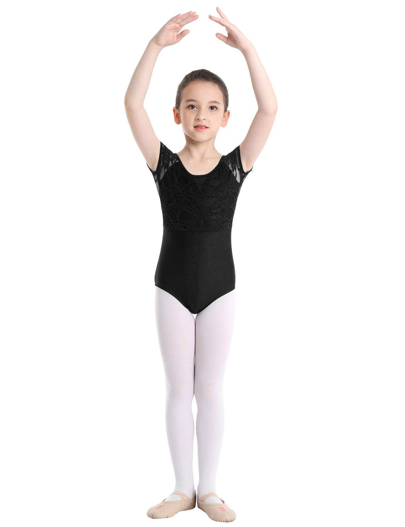 [AUSTRALIA] - moily Kids Girls Floral Lace Cutout Back Camisole Leotard Gymnastics Ballet Dance Activewear Dress Black 7/8 