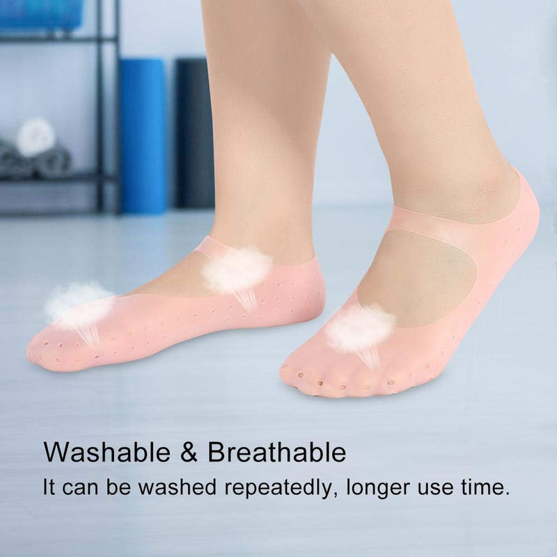 2pcs Moisturizing Silicone Sock, Silicone Moisturizing Socks for Women and Men Foot, Non-slip Silicone Socks, Anti-split Moisturizing Socks, Foot Care Protection Tools(M-rose) M rose - BeesActive Australia