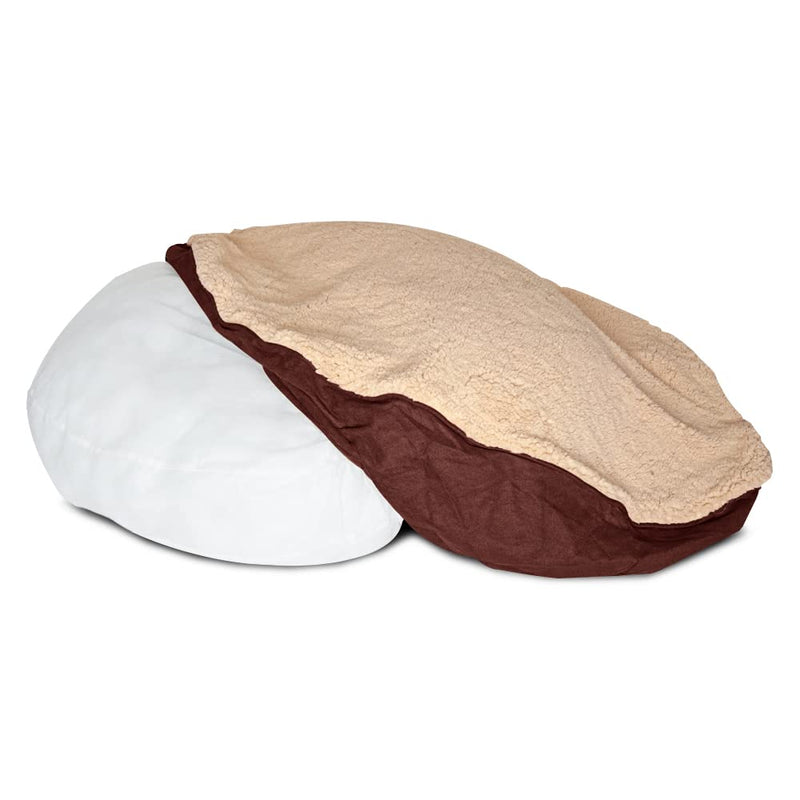 Floppy Dawg Universal Round Dog Bed Replacement Cover. Removable and Machine Washable Cover for Donut and Round Beds. Large 36W. Brown with Beige Top - BeesActive Australia