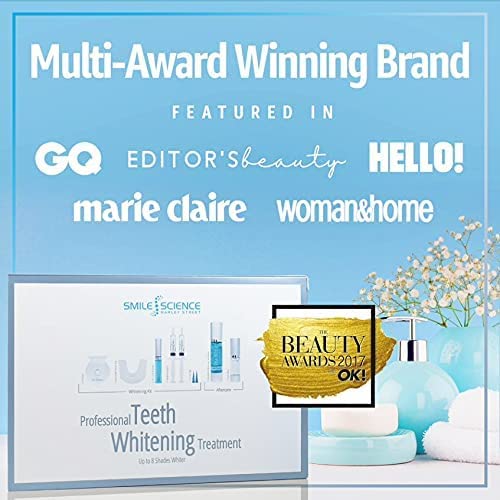 Smile Science Harley Street - Professional Teeth Whitening Treatment- Whitening Kit & Aftercare - Up to 8 Shades Whiter - Vegan Teeth Whitening Kit - Rapid Results - All-in-One Home Solution - BeesActive Australia