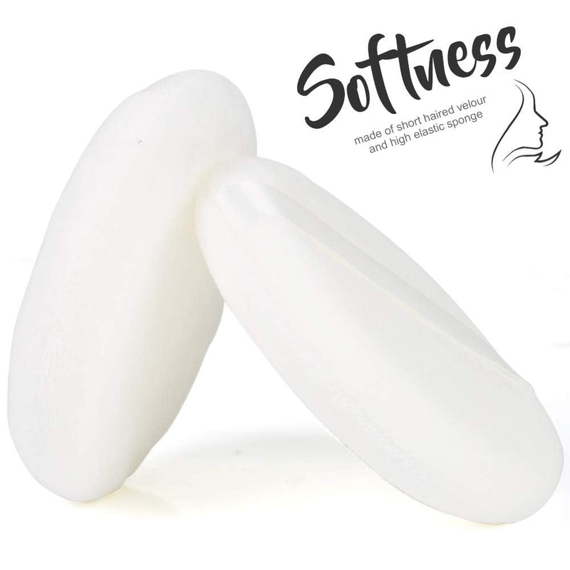 Teenitor 4 Pcs 4.13 inch Powder Puff For Body Powder Loose Powder, Ultra Soft Large Round Velour Smooth Apply Puff With Ribbon Band Handle White - BeesActive Australia