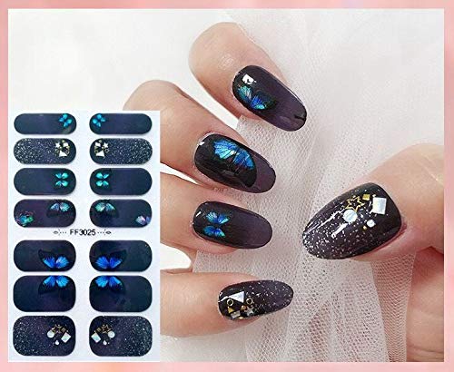 NAIL ANGEL 7pcs Nails Strips Nail Art Wrap Nail Art Full Cover Sticker Butterfly Spring Summer Crystal Designs for Women (10248) 10248 - BeesActive Australia