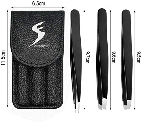Eyebrow Tweezers, 3 Piece Professional Stainless Steel Precision Tweezers for Eyebrows Plucking, Ingrown Hair Remover and Facial Hair - BeesActive Australia