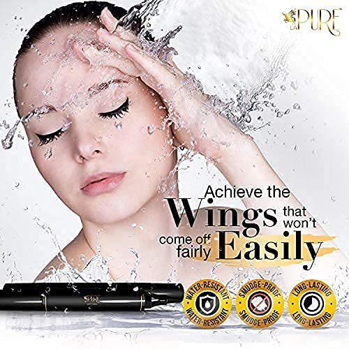 LA PURE Waterproof Eyeliner Stamp - 2 Wingliner Black Make Up Pens, Vamp Style Wing, Smudgeproof & Sweatproof, Perfect Cat Eye Look, Winged Long Lasting Liquid Eye Liner Pen, Eyeshadow, No Dipping… 10 mm - BeesActive Australia