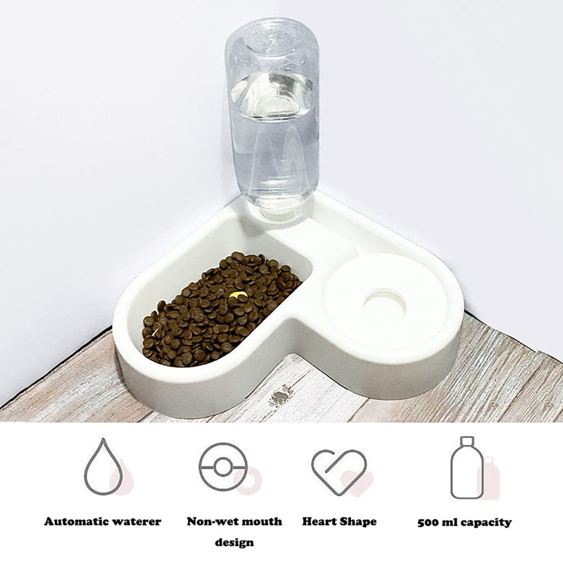 Double Dog Cat Bowls - Pets Water and Food Bowl Set with Automatic Water Bottle, Raised Pet Feeder Bowl for Cats and Small Dogs White - BeesActive Australia