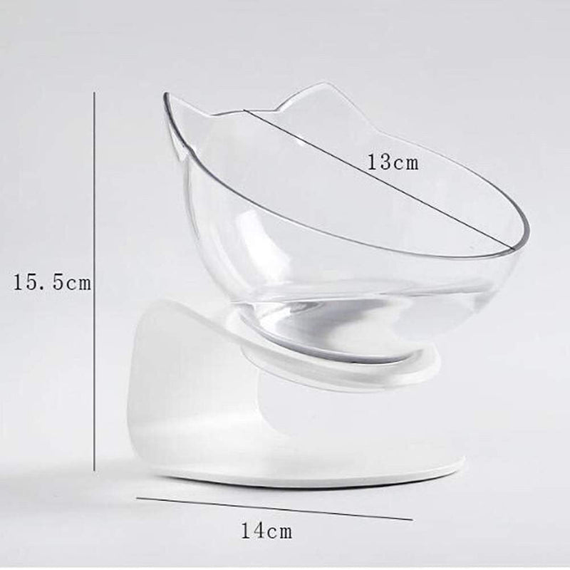 Luck Dawn Cat Elevated Bowl with Raised Stand, 15 Degree Tilted Design Neck Guard Stand Raised Pet Food Water Feeder Bowl for Cats or Small Dogs Clear - BeesActive Australia