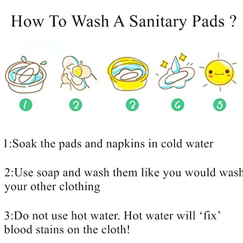 simfamily 7 Pcs Menstrual Pad Set Including 1Pc Mini Wet Bag and 6Pcs Regular Flow Menstrual Pads Cloth Mama Sanitary Napkin Pads Resuable Waterproof - BeesActive Australia