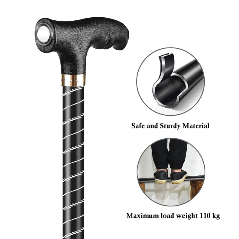 OOCOME LED Light Aluminium Walking Stick With Rubber Ferrule Adjustable Walking Cane for Men Women Arthritis Seniors Disabled and Elderly - BeesActive Australia