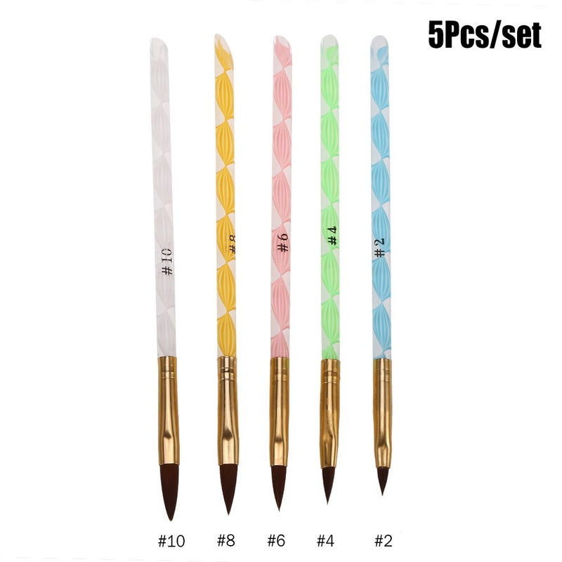 Qkiss 5pcs Acrylic Handle Nail Art UV Gel Carving Pen Liquid Powder Brush Set Kit - BeesActive Australia