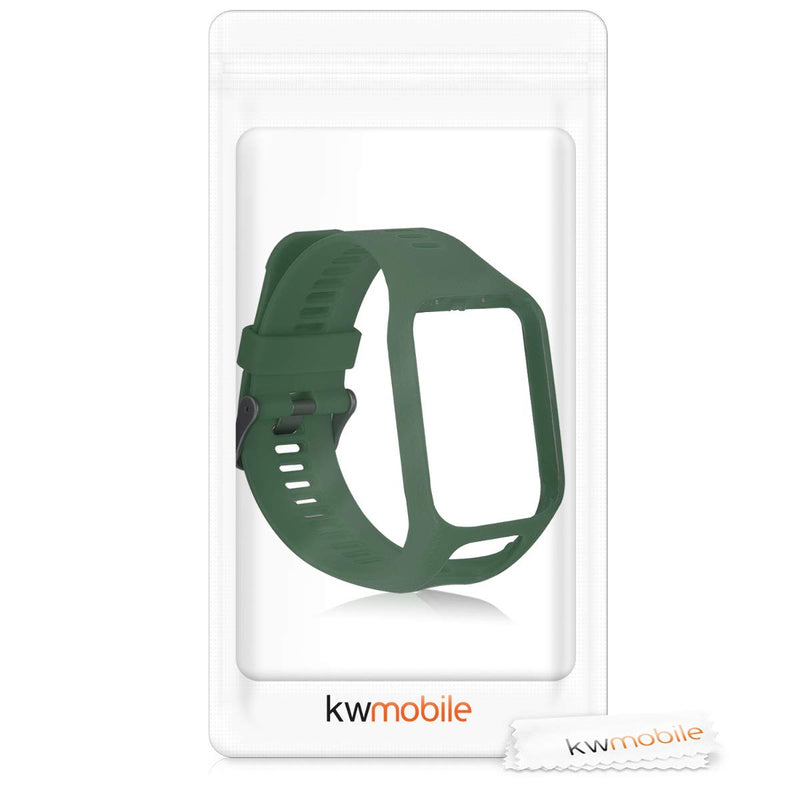 kwmobile Watch Band Compatible with Tomtom Adventurer/Runner 3/Spark 3/Golfer 2 - Watch Band Replacement Silicone Strap - Dark Green Large - BeesActive Australia