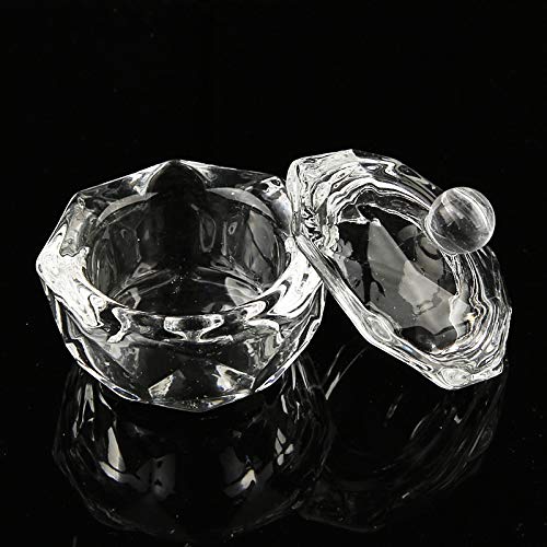 2Pcs Clear Nail Art Acrylic Liquid Powder Dappen Dish Bowl Glass Crystal Cup Glassware with Lid for Nail Art Manicure Care Tools - BeesActive Australia