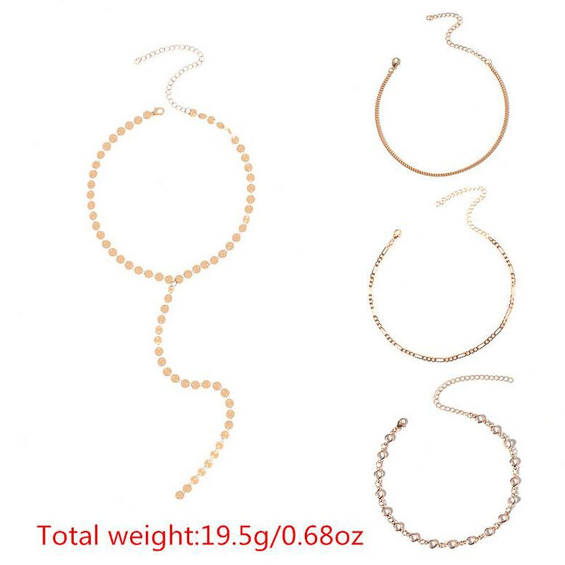 FXmimior 4 pcs Multi-layer Pendant Chain Long Layered Bar Party Wedding Necklace Jewelry For Women (Gold) Gold - BeesActive Australia