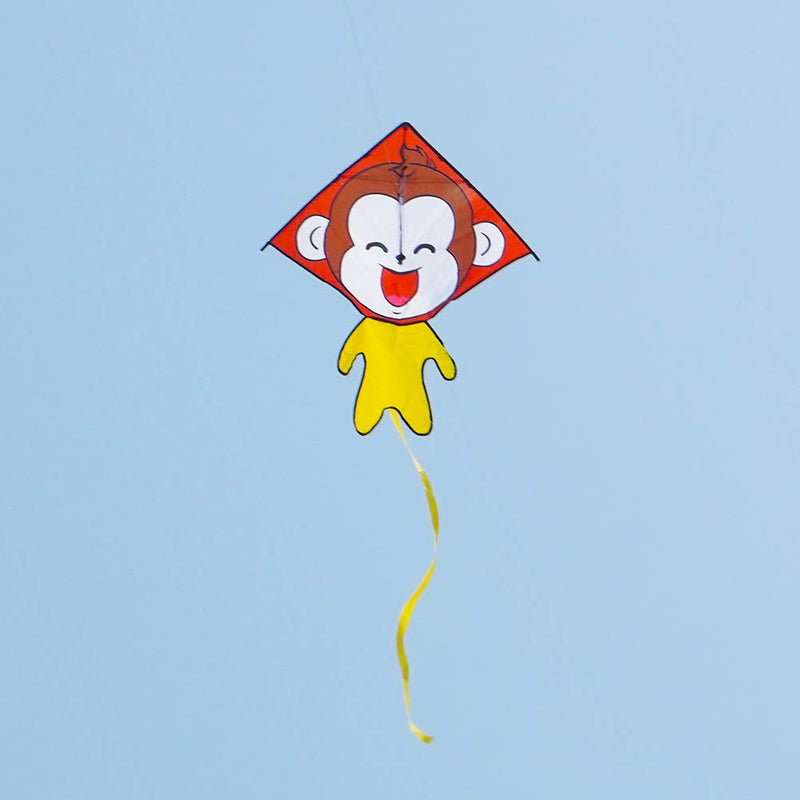 [AUSTRALIA] - Besra Cute Monkey Kite Single Line Easy to Fly Animal Nylon Diamond Kite with Handle & Strings for Kids and Adults 