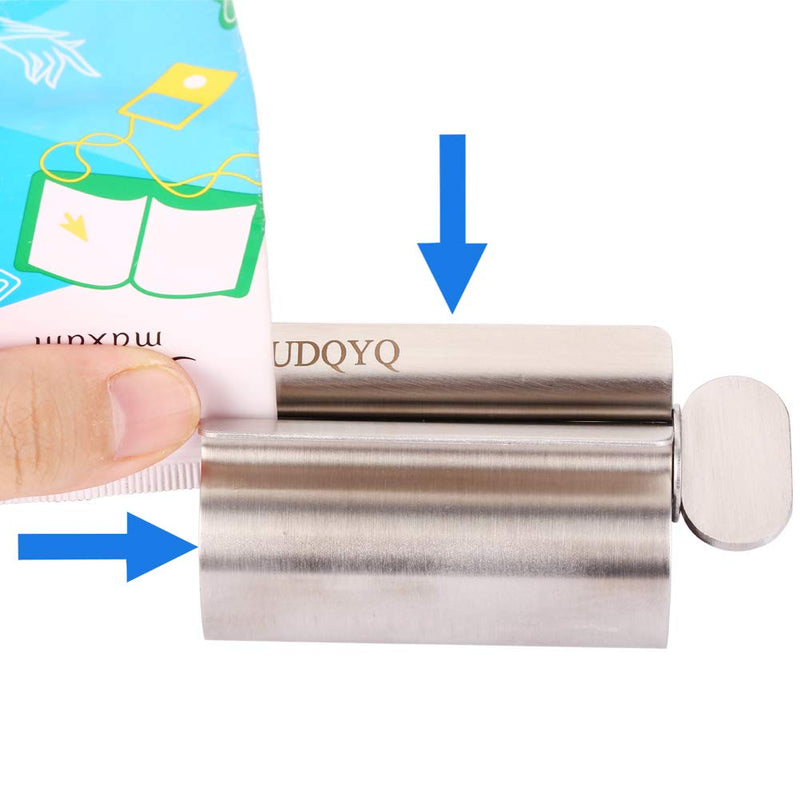 Toothpaste Squeezer 2 Pack - Metal Tube Squeezer Stainless Steel Tube Wringer UDQYQ Toothpaste seat Holder Stand (Silver) Silver - BeesActive Australia