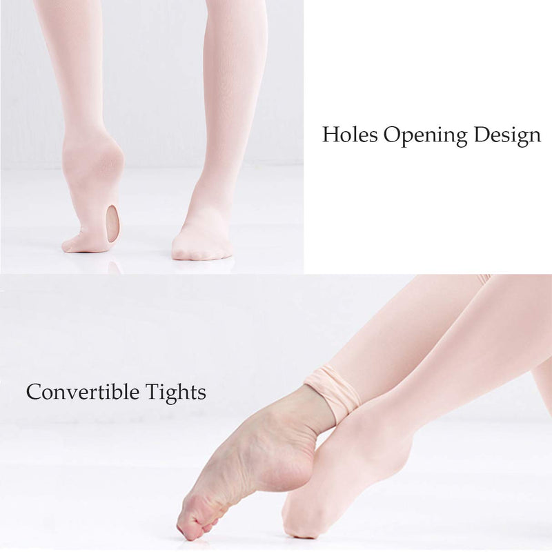 HETH Ballet Tights for Girls - Toddler Dance Ballet Transition Tights With Holes 5-8 Years A-pink 2 Pairs - BeesActive Australia