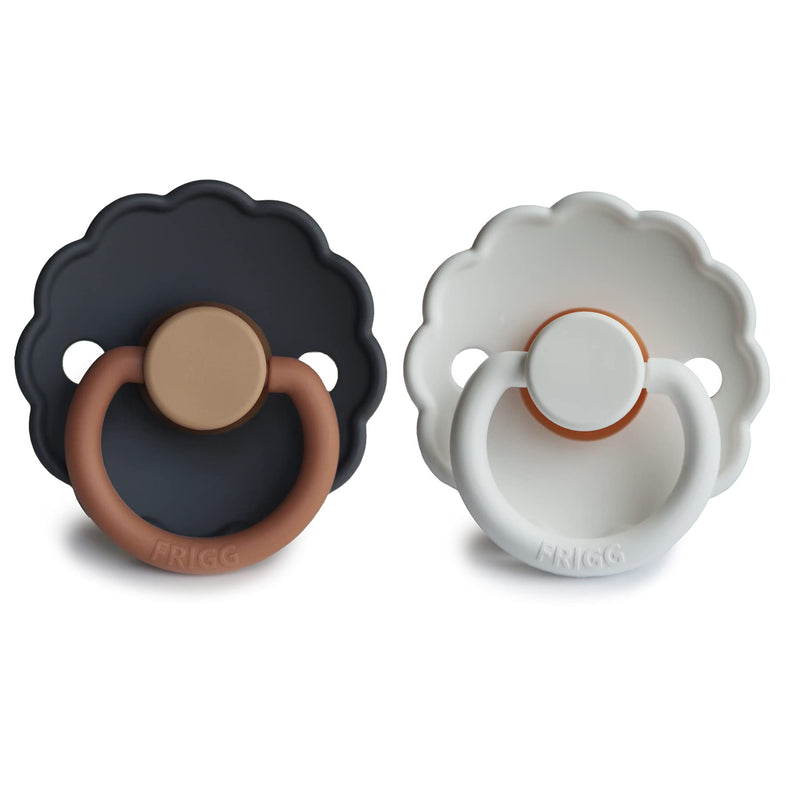 FRIGG Daisy Natural Rubber Baby Pacifier | Made in Denmark | BPA-Free (Aurora/Bright White, 6-18 Months) 2-Pack 6-18 Month Aurora/Bright White - BeesActive Australia