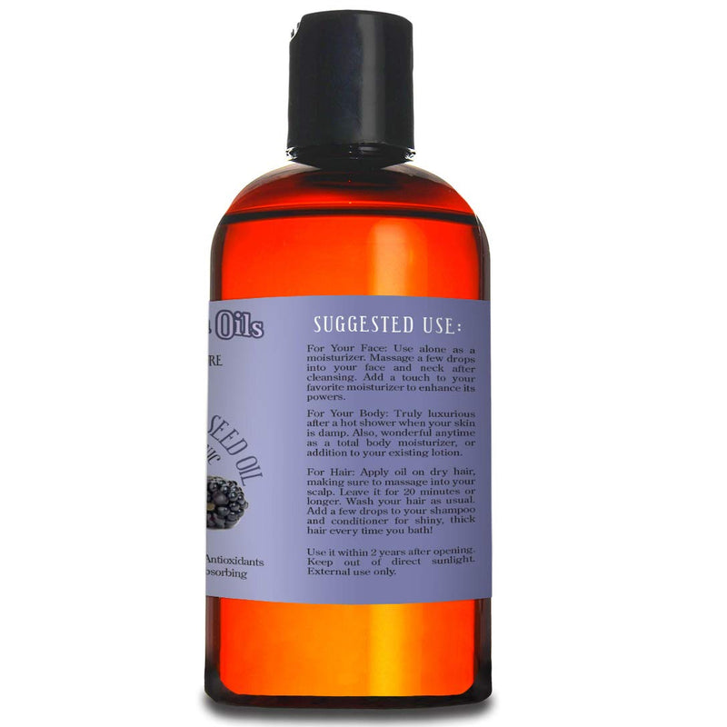 8oz Black Raspberry Seed Oil, 100% Pure and Natural, Cold-Pressed, Unrefined, Organic, for Healthy Skin and Hair - Includes Pump & Flip Cap - BeesActive Australia