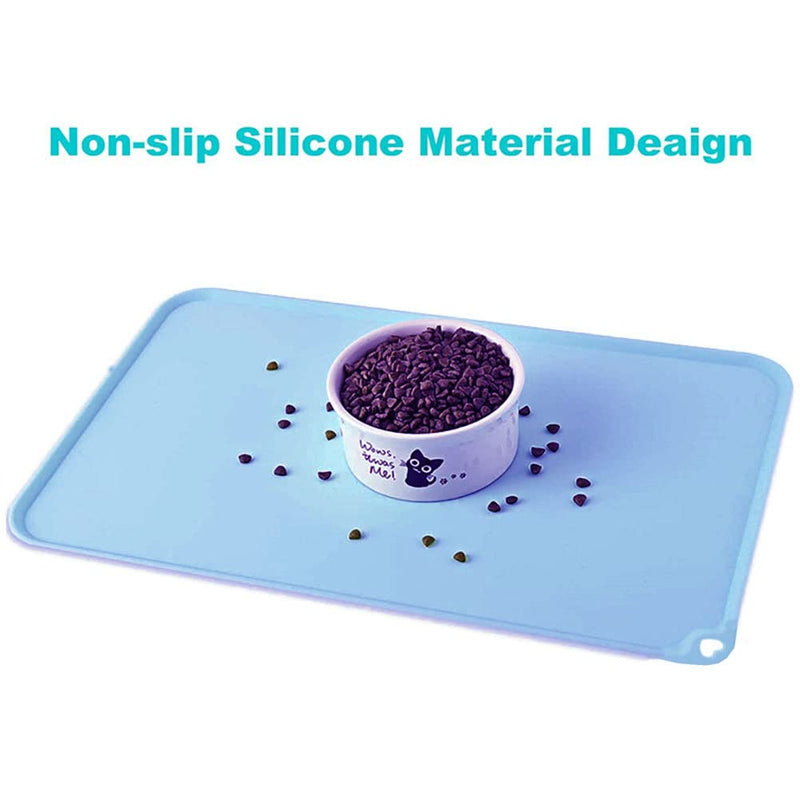 JiangYanus Silicone Pet Feeding Mat for Dog Cat Bowls, Waterproof Pet Food Mat Tray with Edges, Non Slip Dog Cat Bowl Mats for Food and Water, Pet Bowl Mat Dog Placemats for Floors 16.1 x 12.2 inch Pink - BeesActive Australia