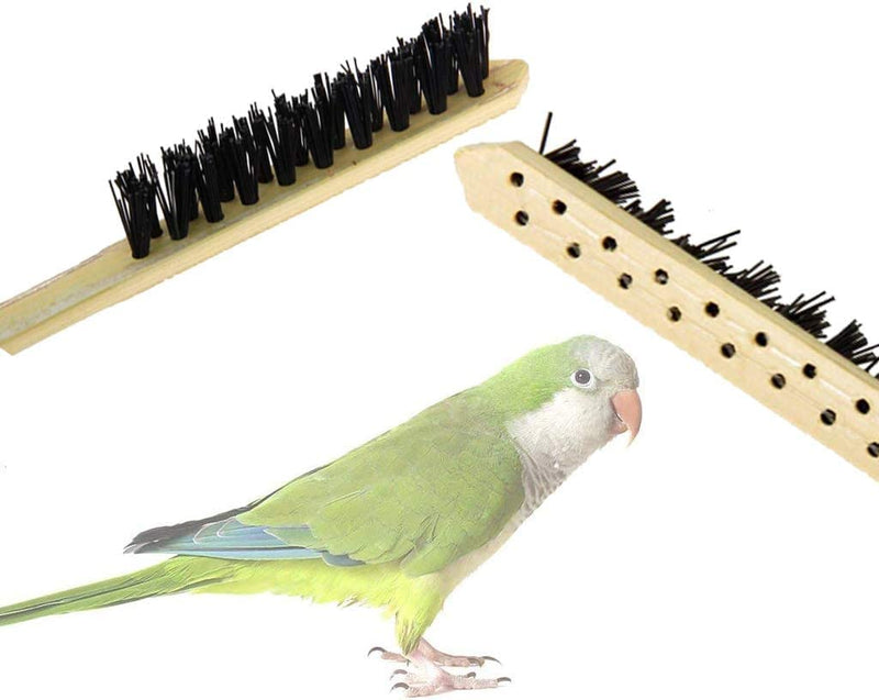 DENTRUN 3 Pack Wooden & Stainless Steel Long Handle Bird Cleaning Brush, Pet Supply Feeder Cage Accessory for Parrot Birds - BeesActive Australia